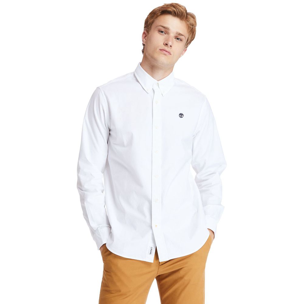 Timberland Mens Shirts Pleasant River Stretch Oxford - White - India XE7016298